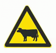 注意牲畜标志-警告标志